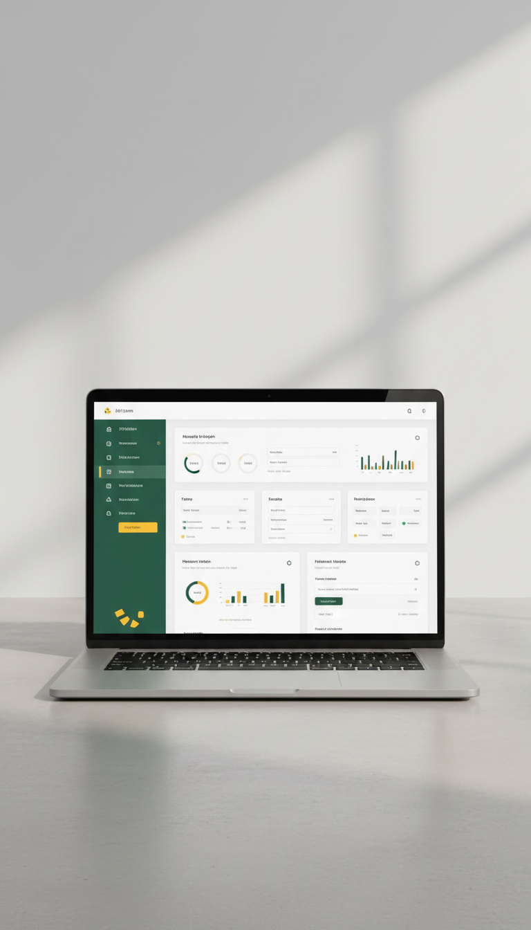 ERP system interface for silver laptop